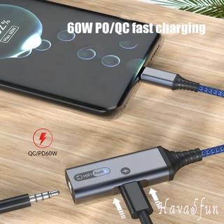 HF Aluminum Alloy Usb Type-c To Type-c + 3.5mm Audio Jack Headphone + Charger Adapter