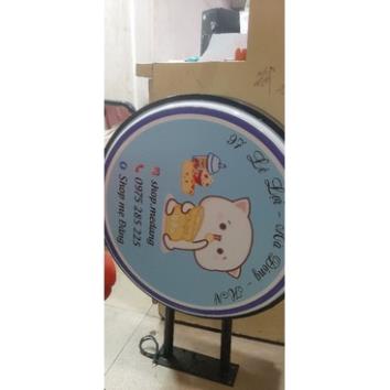 Biển vẫy mica hút nổi sáng đèn - Biển quảng cáo hộp đèn hút nổi mica hình tròn cho nhà hàng,quán cafe