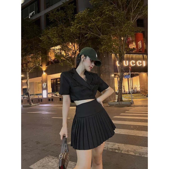 Set đồ nữ sang chảnh vest đi chơi cá tính phong cách Hàn Quốc croptop SDN002