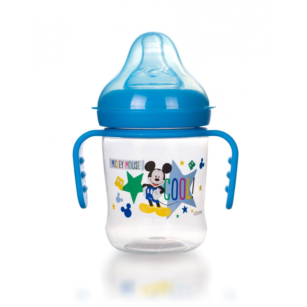 Bình Sữa Cổ Rộng Có Tay Cầm 125ml / 250ml Disney Baby ( 4OZ DN80133 / 8OZ DN80132 )