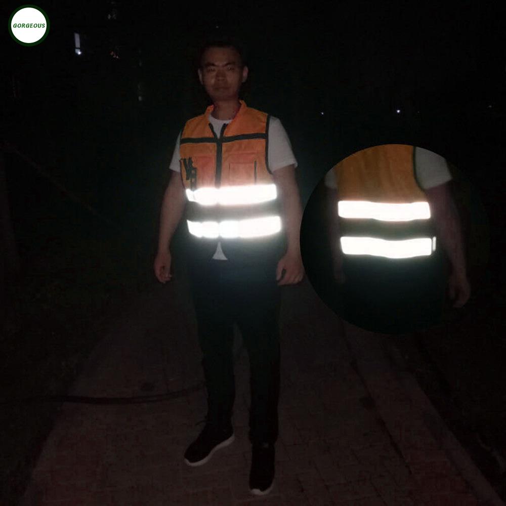 Men Hi-Vis Safety Vest Reflective Tape Jacket Multi Pocket Security Waistcoat