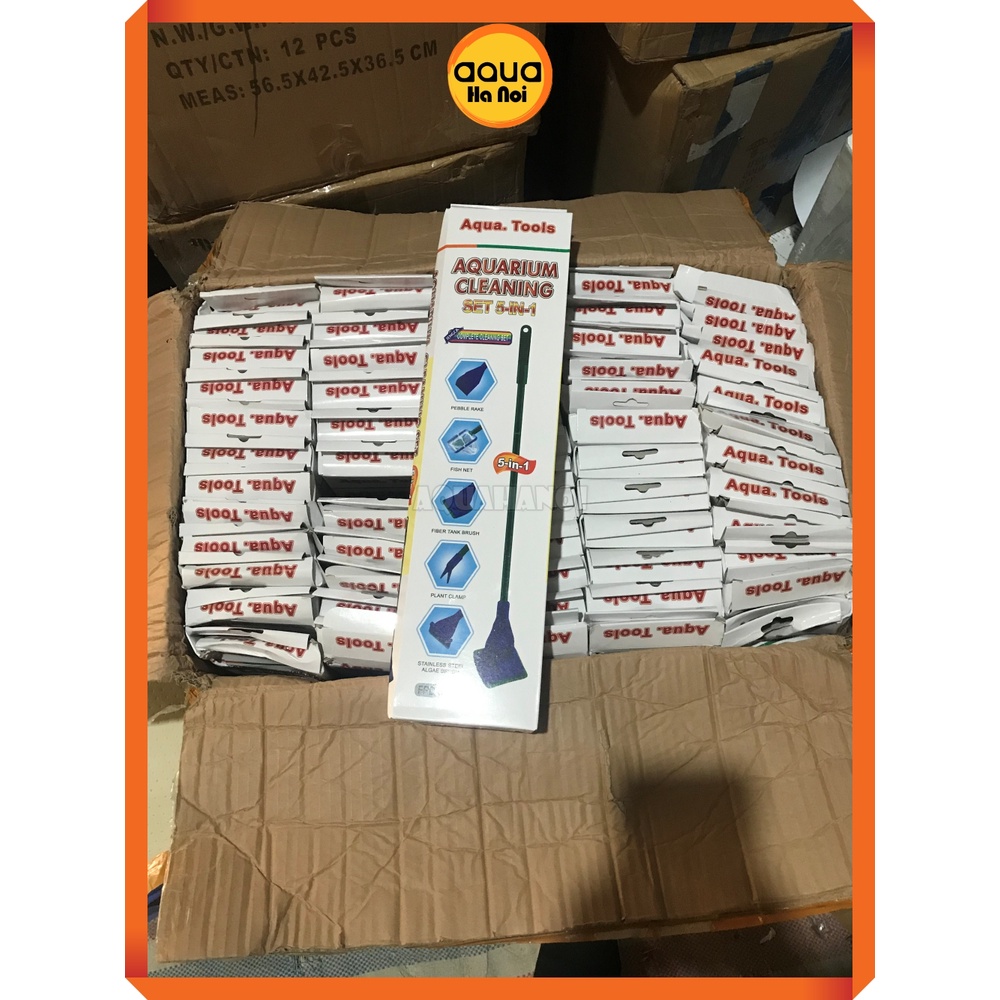 Bộ dụng cụ  vệ sinh hồ cá cảnh thủy sinh 5 trong 1 Aqua Tools  tiện dụng