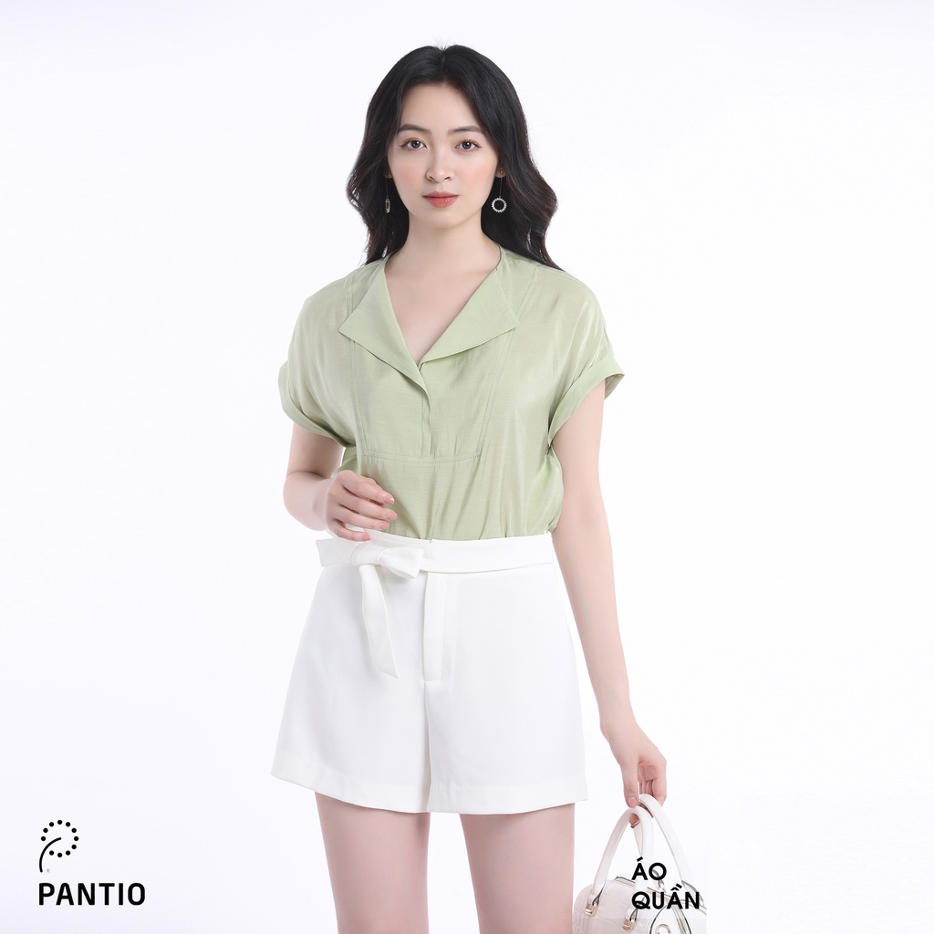 Áo sơ mi lụa cổ vest cách điệu FAS32638 - PANTIO