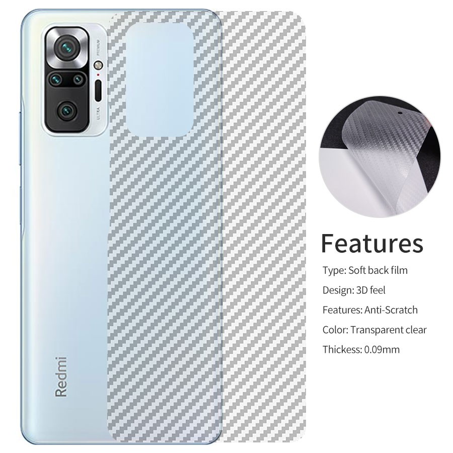 Set 2 Miếng Dán Sợi Carbon 3d Cho Xiaomi Mi 10t Pro Redmi Note 7 8 9 10 Pro Max 9t 9s 9a 9c K40 Pocophone Poco M3 F3 X3 Pro Nfc F2 Pro F1