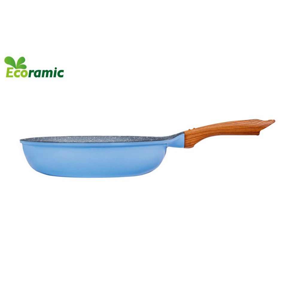 Chảo chiên đúc vân đá chống dính cao cấp  ECORAMIC 26cm / 28cm / 30cm quai gỗ chống nóng