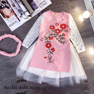 Áo dài kèm mấn ngọc (Sz 1-6y)