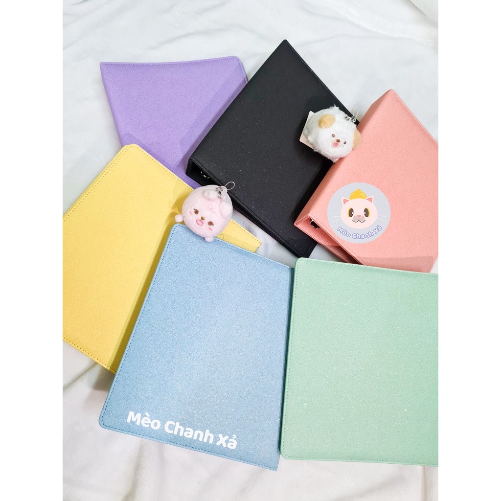 Binder A5 kích thước 21 x 23cm DA NHŨ 3 CÒNG KÈM SHEET đựng card, POSTCARD, POLA,....