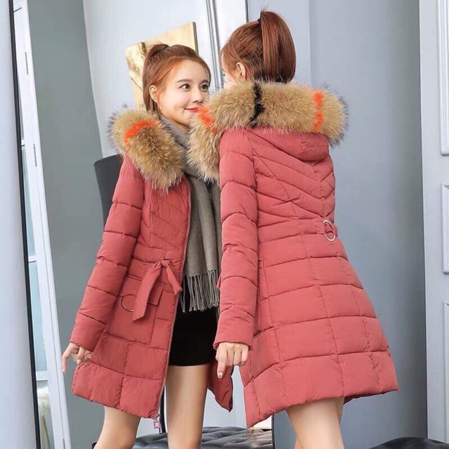 Áo phao dáng dài chiết eo cực xinh hàng QC