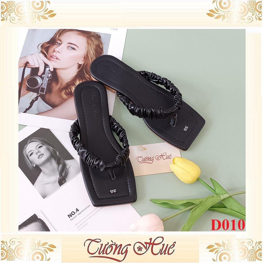 [Ảnh Thật 100%] Dép Kẹp Quai Nhún Mũi Vuông Đế Bệt