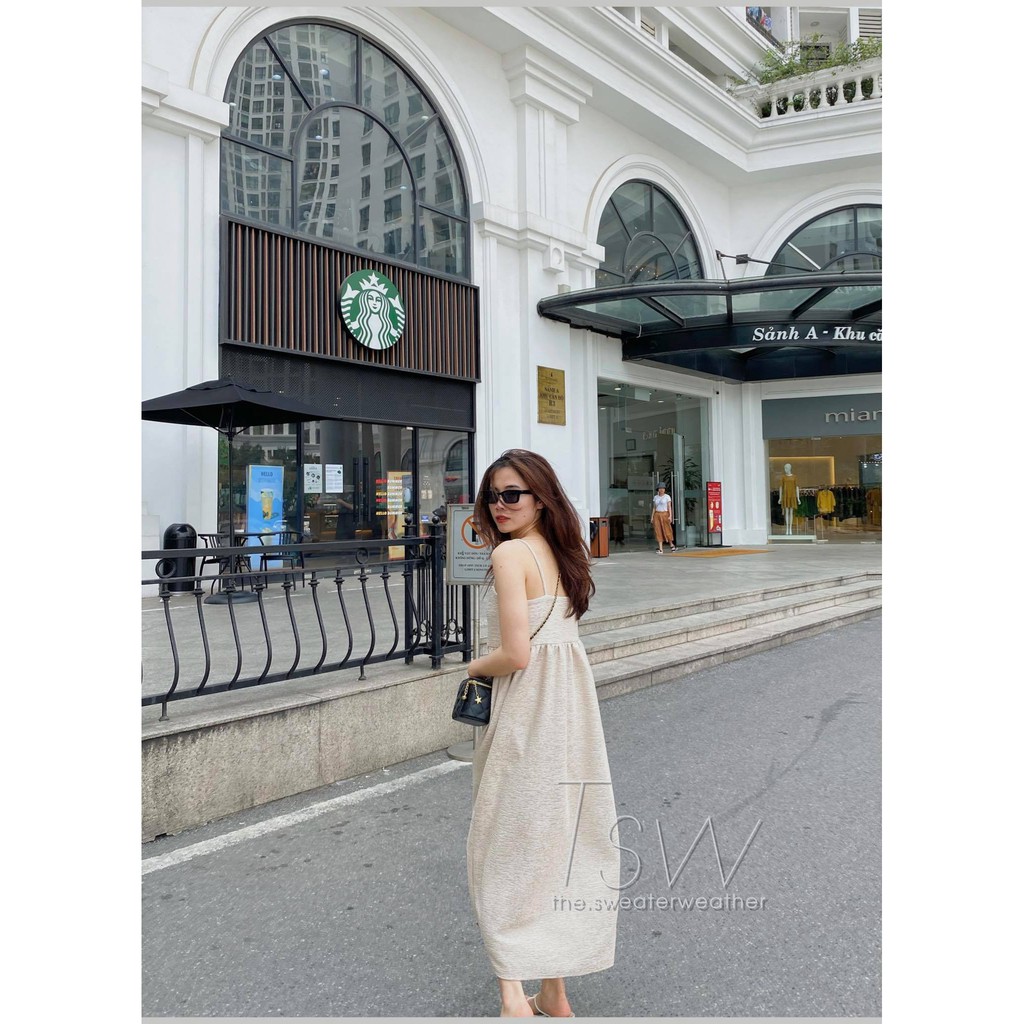 [Mã SKAMA06 giảm 8% tối đa 50K đơn 250K] Váy 2 dây babydoll gấm form rộng có túi bên TSW (Ảnh thật) | BigBuy360 - bigbuy360.vn