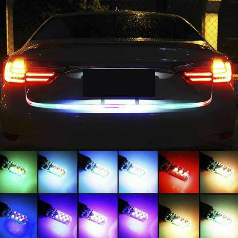 Colorfulswallowfly 2Pcs T10 5050 W5W 6 SMD Remote Control RGB LED Car Dome Reading Light Lamps Bulb CSF