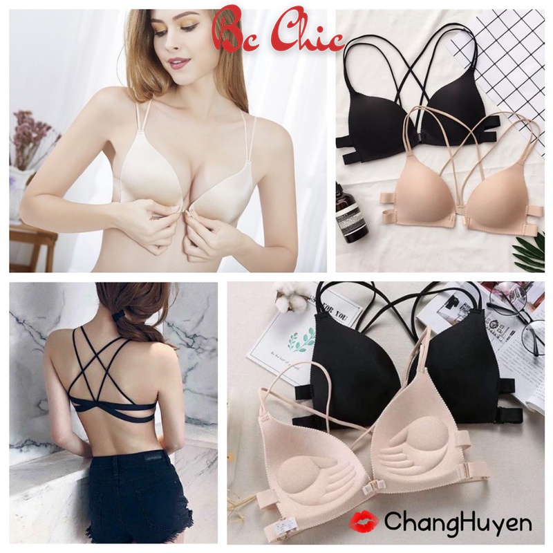 Áo Lót Nữ Nâng Ngực , Áo Ngực Nữ 2 dây đan chéo lưng móc cài trước tôn vòng một gợi cảm mẫu B810 BC_CHIC LINGERIE
