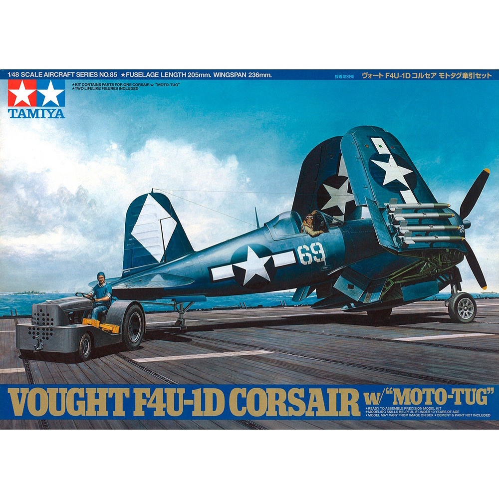 61085 Mô hình lắp ráp máy bay quân sự và xe kéo máy bay 1/48 SCALE VOUGHT F4U-1D CORSAIR w/ "MOTO-TUG"