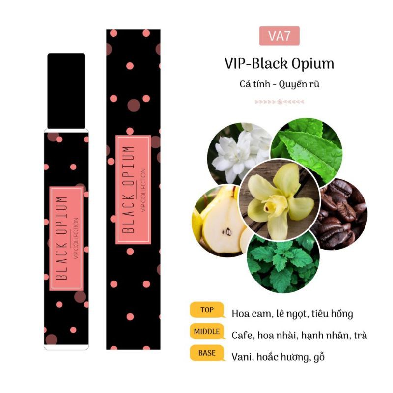 Tinh Dầu Nước Hoa nữ Black Opium 12ml, ngọt ngào, quyến rũ. Chai dạng lăn/dạng xịt