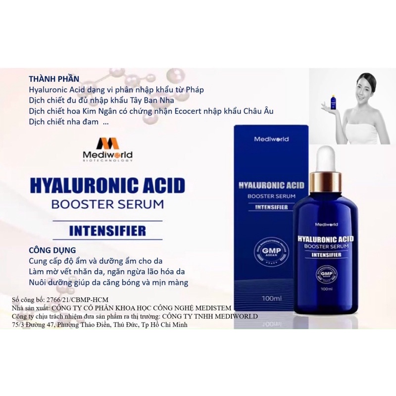 Serum HA Cấp Ẩm Căng Bóng Da HYALURONIC ACID Booster 100ml / Mediworld