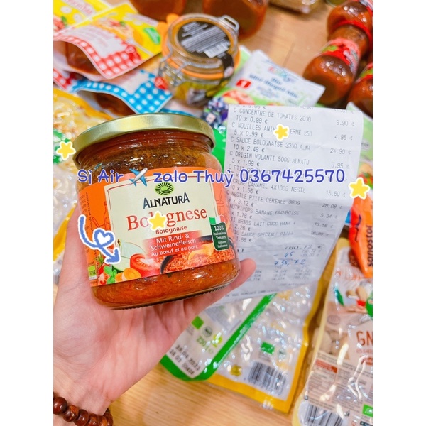 (Air ✈️ bill) Sốt mỳ ý Alnatuna Bolognese 330ml vị bò và thịt bằm của Pháp