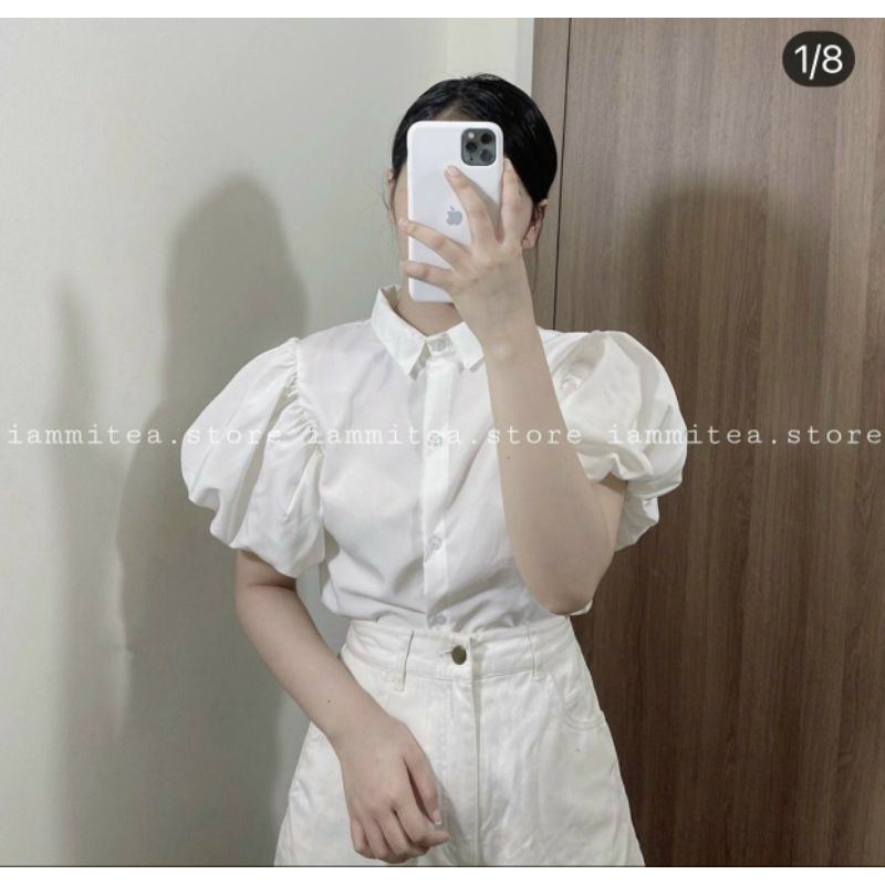 Áo sơ mi ngắn tay phồng dễ thương🎀 | BigBuy360 - bigbuy360.vn
