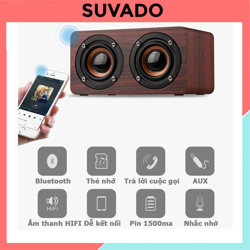 Loa Bluetooth Gỗ Không Dây V5 Âm Thanh Stereo Sống Động, Siêu Bền, Pin trâu