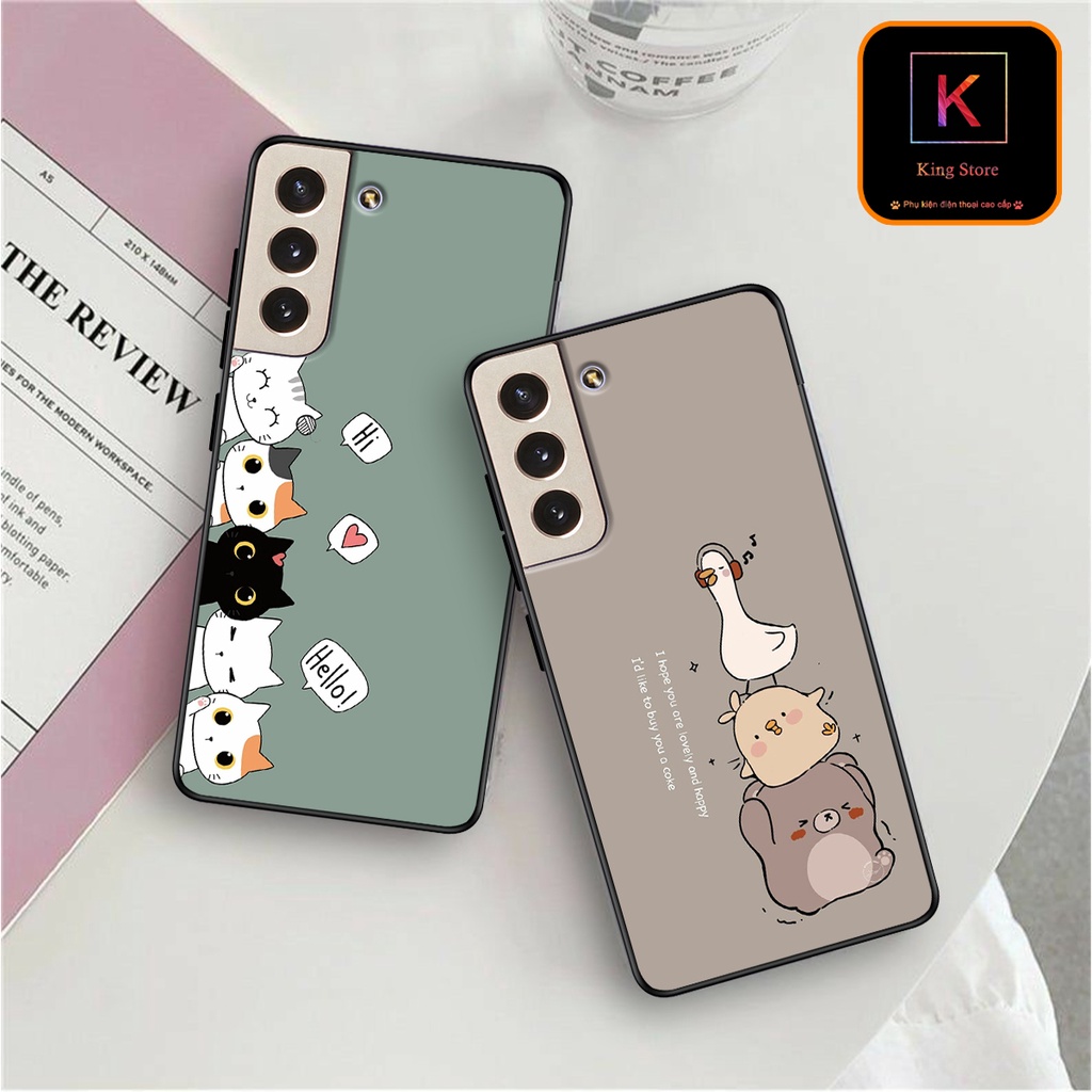 Ốp lưng Samsung S22 - Samsung S22 Plus - Samsung S22 Ultra - Ốp in hình Cat&amp;Bear đáng yêu - Chất liệu TPU siêu bền