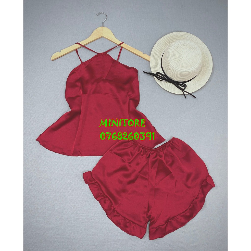 [40KG-55KG] ĐỒ NGỦ YẾM SATIN SIÊU SEXY DÂY CHÉO KHÔNG MÚT, VẢI MỀM MỊN RẤT MÁT - HÀNG XƯỞNG NHÀ MAY ĐƯỜNG MAY KỸ