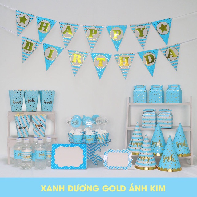 Set phụ kiện sinh nhật ánh kim