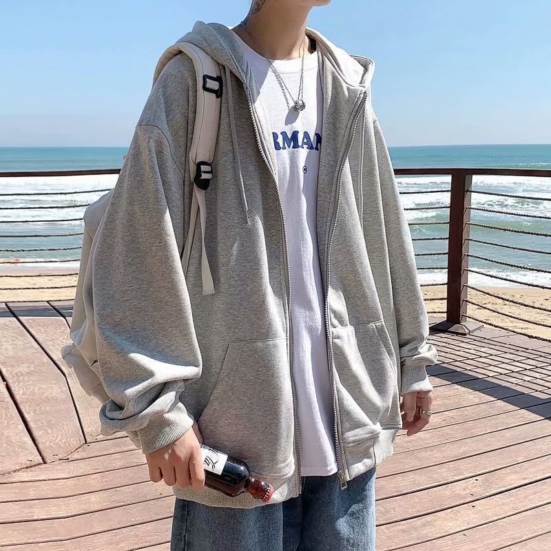 Áo khoác bóng chày khóa kéo dáng rộng thời trang Hàn Quốc size M-5XL cho nam