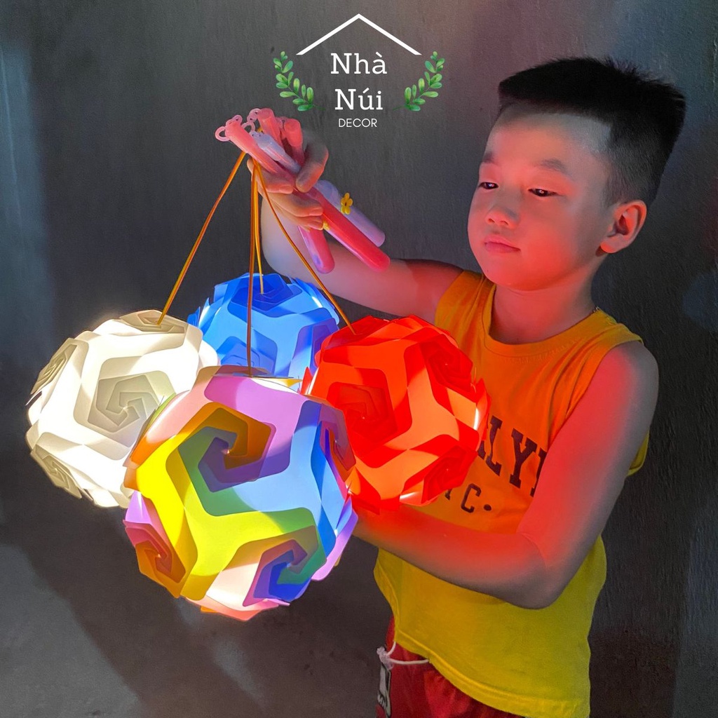 Đèn lồng trung thu cho bé lắp ghép sáng tạo, đèn lồng decor trang trí phòng ngủ, bàn làm việc D1 Bé Núi