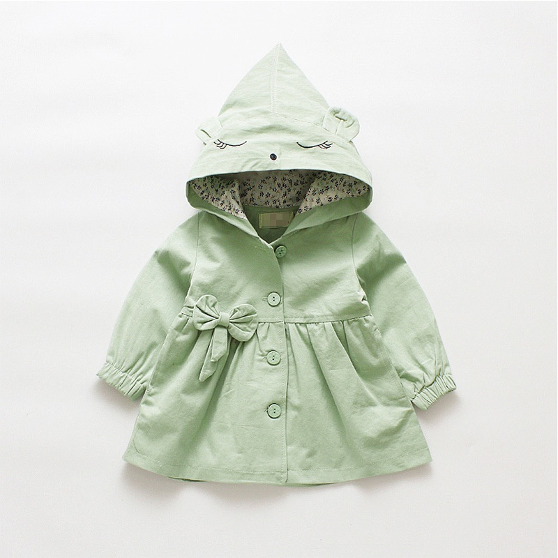 Áo Khoác cotton Chống Gió Thêu Họa Tiết Thắt Nơ Mẫu Mới 2023 Thời Trang Mùa Xuân Cho Bé Gái 0-4 Tuổi