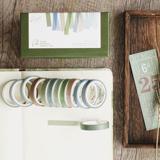 Set 12 Washi Tape Classic Pastel (Set 12 Washi Tape Trơn Màu Pastel Trang Trí)