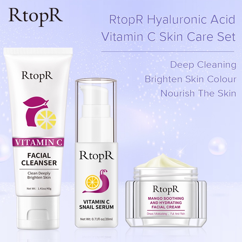 Bộ dưỡng da Rtopr gồm sữa rửa mặt kiểm soát bã nhờn 40g + serum VC làm trắng 20ml + kem dưỡng ẩm xoài chống nếp nhăn 30g