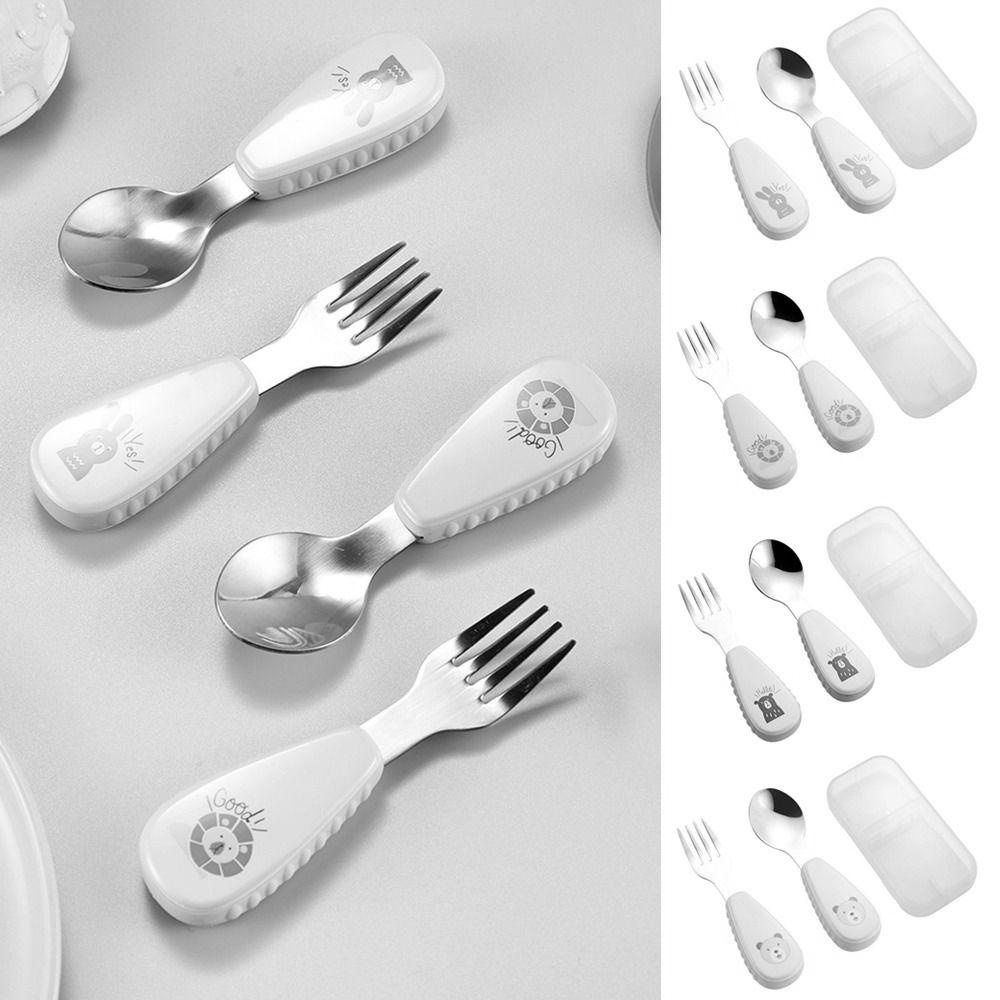 Bộ Muỗng Nĩa Bằng Thép Không Gỉ Họa Tiết Hoạt Hình 1 Món Cho Bé