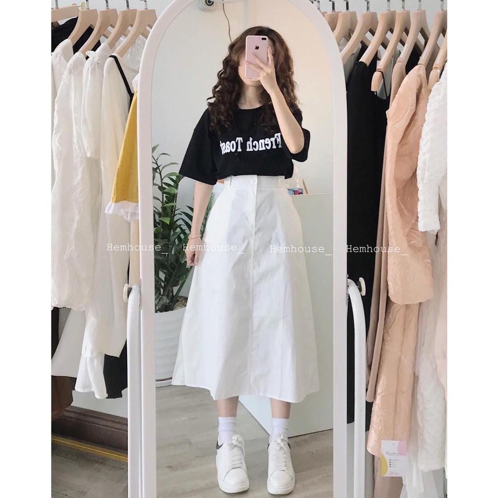 Set Váy Vintage Chân Váy Kaki Trắng + Áo Phông Đen Siêu Hot, Hàng Shop, Hàng Cao Cấp Loại 1 | BigBuy360 - bigbuy360.vn