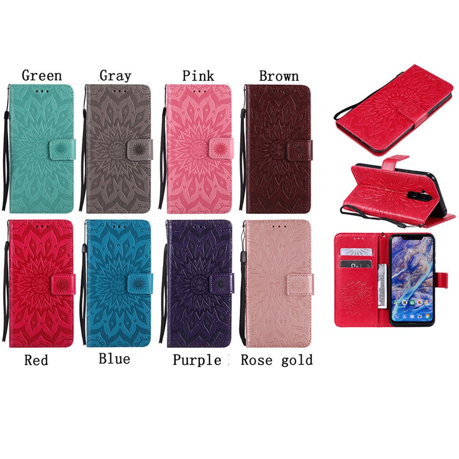 Bao da điện thoại họa tiết hoa hướng dương cho OPPO A5/A3S/A7/A5S | BigBuy360 - bigbuy360.vn