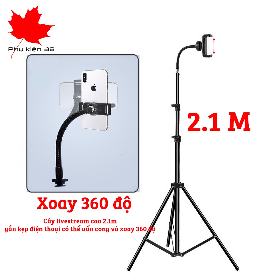Cây livestream tripod giá đỡ 3 chân dùng kẹp lẻ từng điện thoại hỗ trợ quay video tiktok bán hàng nhiều máy