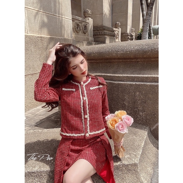 RED VELVET SET - Set dạ tweed đỏ sang chảnh cho mùa lễ hội