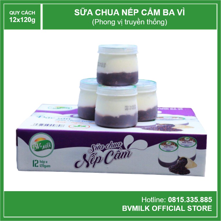 Thùng 12 Hũ Sữa Chua Nếp Cẩm Ba Vì 120g - BVMILK