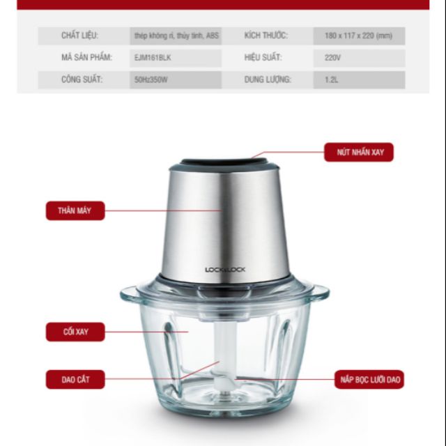 Phụ kiện máy xay thịt lock&lock ejm161blk (350w)