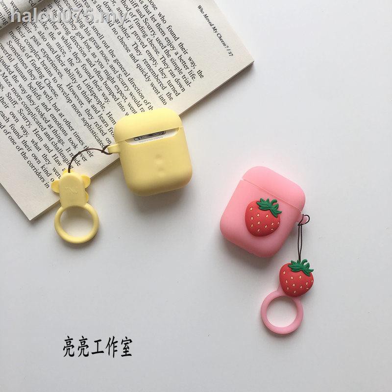 Vỏ Bảo Vệ Hộp Sạc Tai Nghe Airpods Apple Bằng Silicon Họa Tiết Trái Cây / Hoa / Bơ Kèm Móc Khóa Chống Rơi