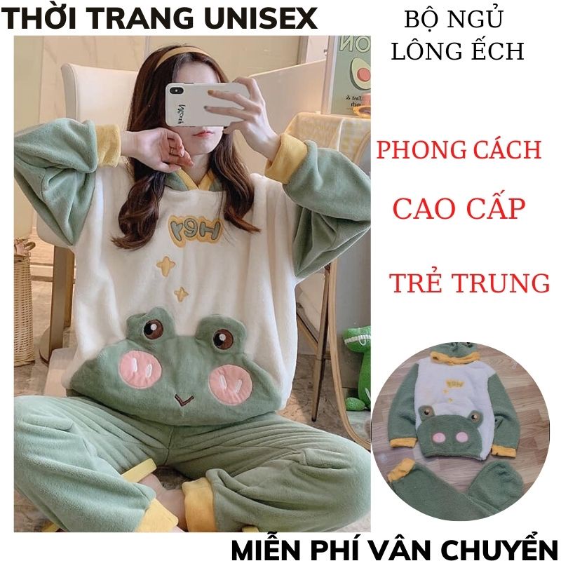 Bộ ngủ lông cừu ếch xanh dầy dặn ấm áp hàng QCL1 ,đồ ngủ nữ dài tay hàn quốc nữ ,bộ lông gấu ulzzang THỜI TRANG 1989