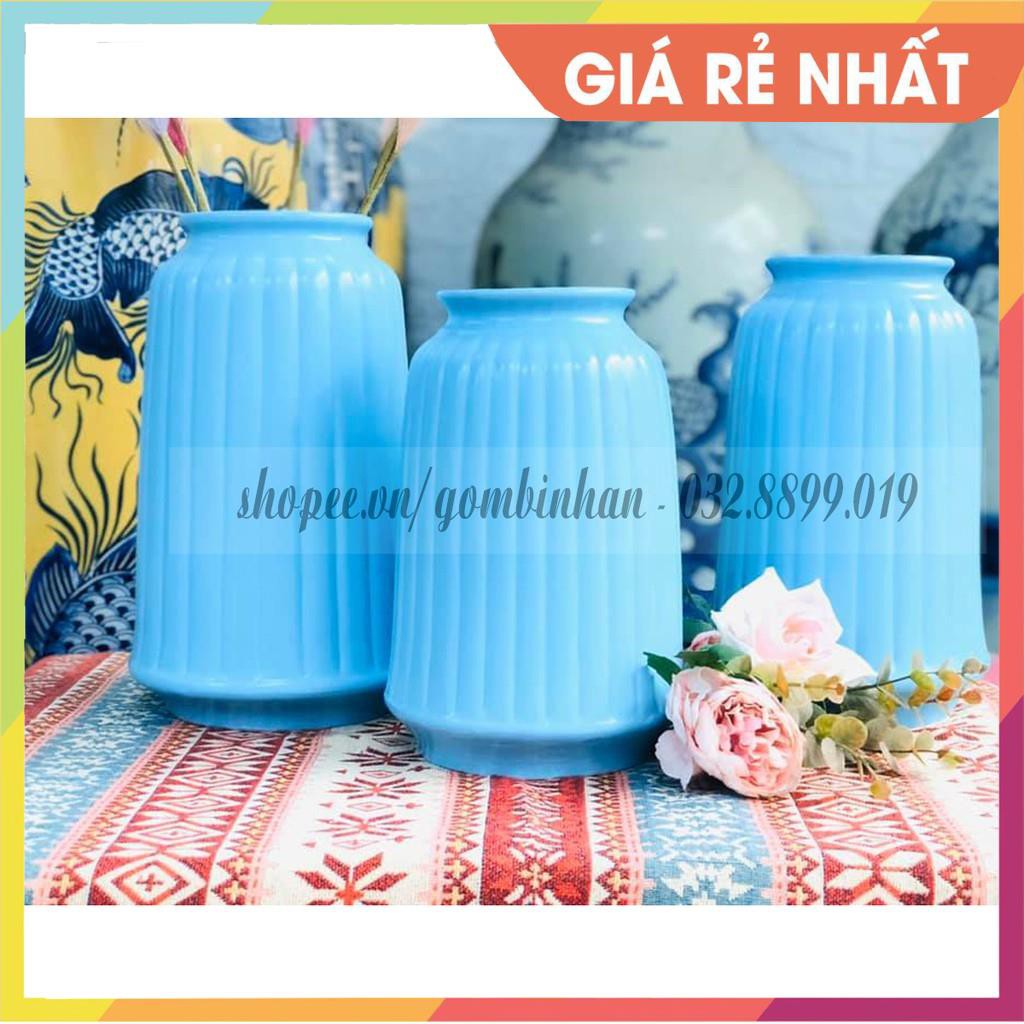 (SIÊU HOT HIT - SET 3 LỌ BOM VẼ TRƠN) Bình để hoa trưng bày, Bình căm hoa để bàn nghệ thuật độc đáo Gốm Bát Tràng