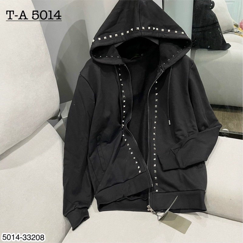 Áo Khoác Nỉ nam Đính Đinh Siêu Chất, Áo Hoodie Zip Đính Đá Cá tính Unisex