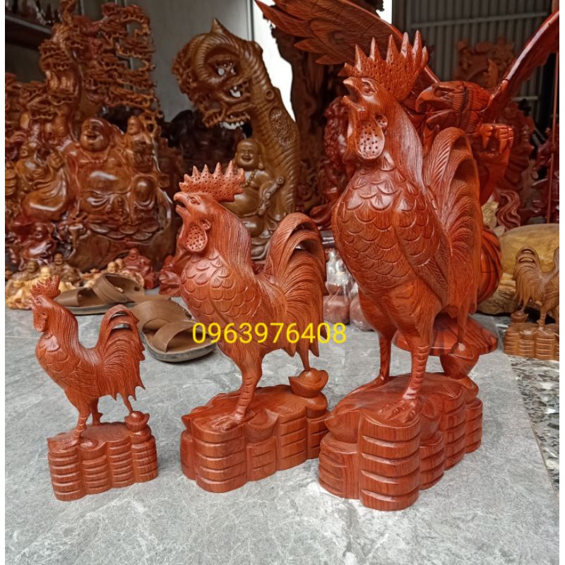 tượng con gà gỗ hương
