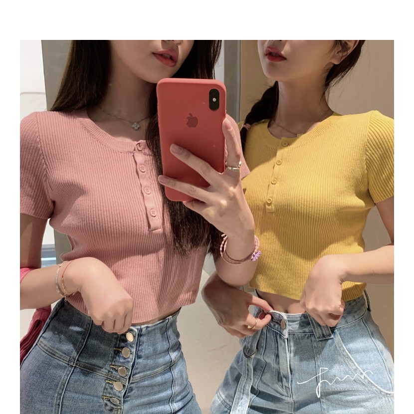 Áo Croptop Dệt Kim Ngắn Tay Chống Nắng Cho Nữ | BigBuy360 - bigbuy360.vn