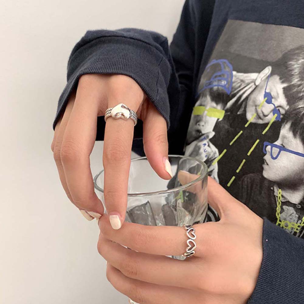 Nhẫn Hở Mạ Màu Hình Trái Tim Thời Trang Cổ Điển Cho Nữ