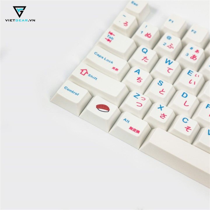 Bộ nút nhựa Cherry Sushi nhựa thick PBT in dyesub 121 nút tông mầu trắng