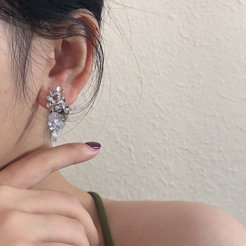 Bông Tai Hình Chùm Nho Đính Đá Zircon Siêu Lấp Lánh Ngọt Ngào Thời Trang Cho Nữ