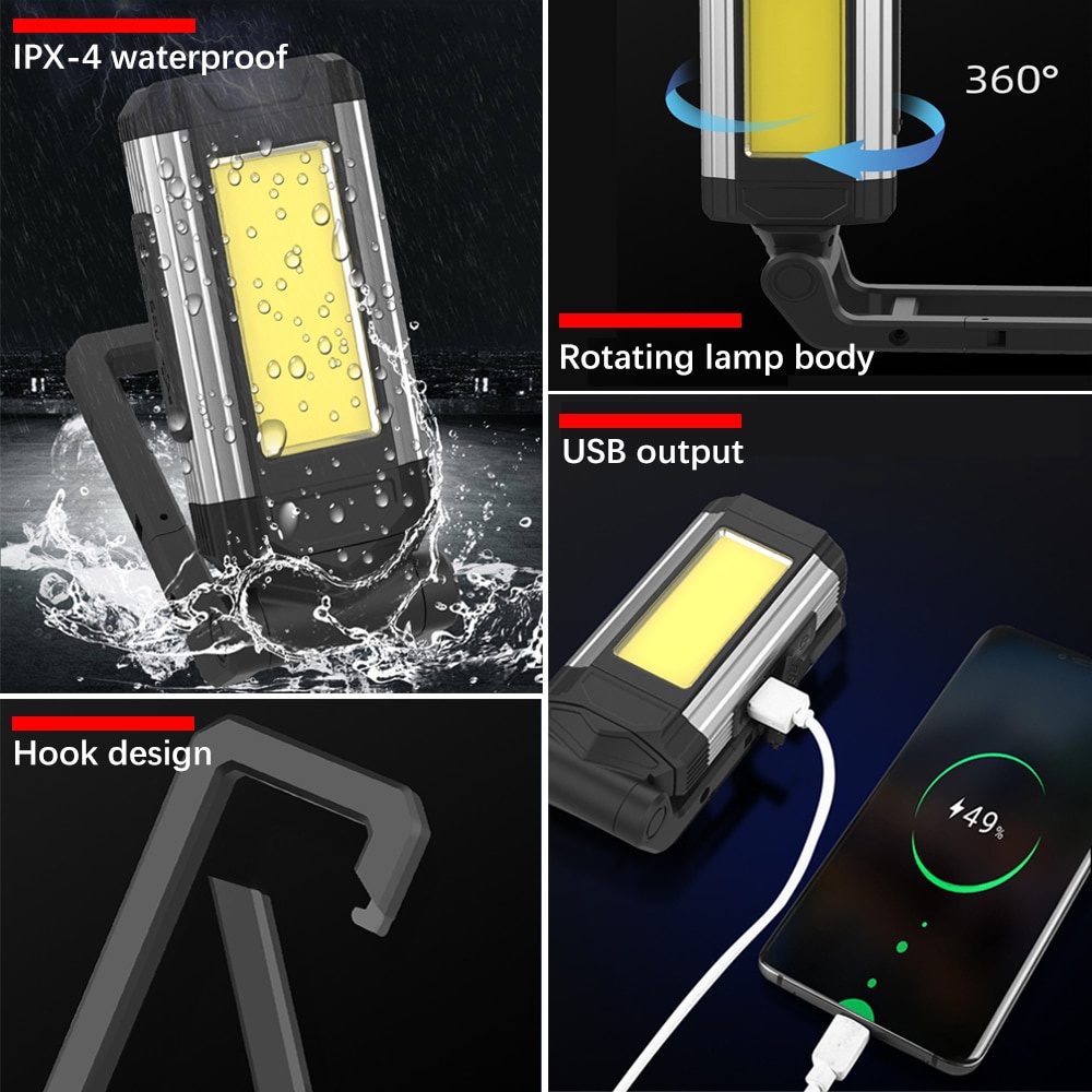 Đèn LED COB Sạc USB Siêu Sáng Có Nam Châm Chống Nước Có Thể Điều Chỉnh