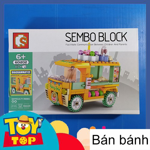 [Một hộp] ghép Sembo Block 601200 ~ 601203 lắp ráp xếp hình xe hàng bán dạo, cửa hàng lưu động