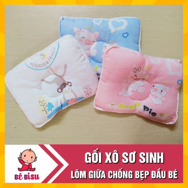 Gối xô sơ sinh siêu mềm mại goodmama cho bé/xanh_ hồng