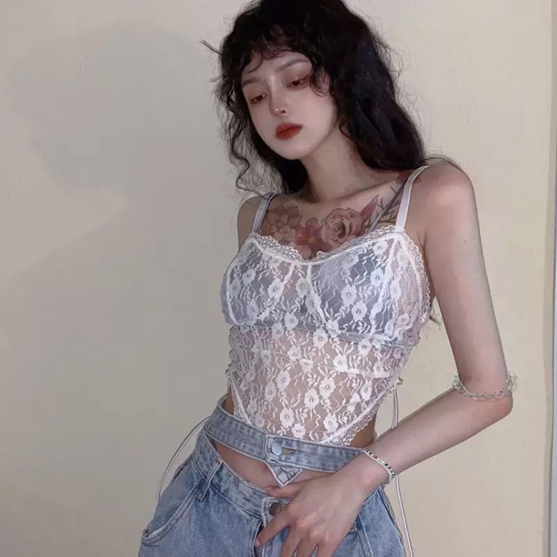 ÁO CROPTOP HAI DÂY SEXY PHONG CÁCH EGIRLS / CORSET HAI DÂY REN / ÁO REN SEXY NỮ